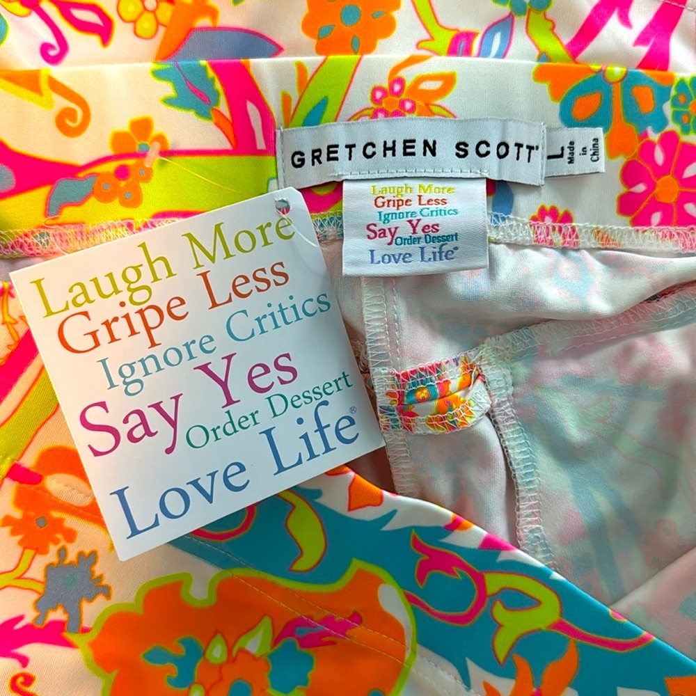 Gretchen Scott NWT Jersey Skippy Skort Sz L Bright Beautiful Colors - Picture 5 of 10